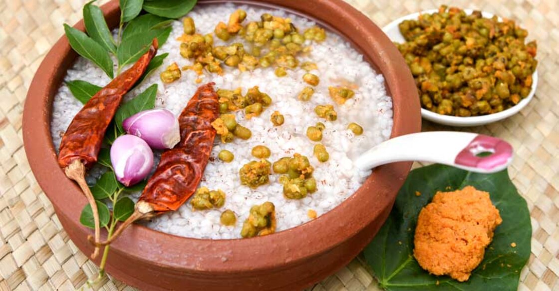 Try this shallots chutney with hot kanji