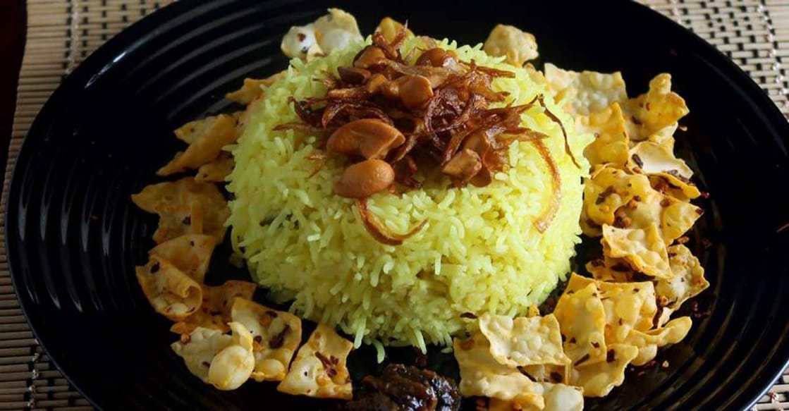 Yellow rice in coconut milk