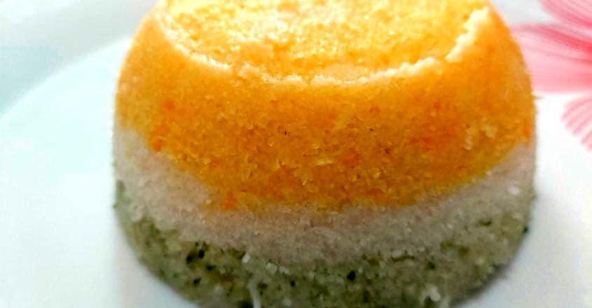 Tricolour healthy veggie puttu Tricolour healthy veggie puttu