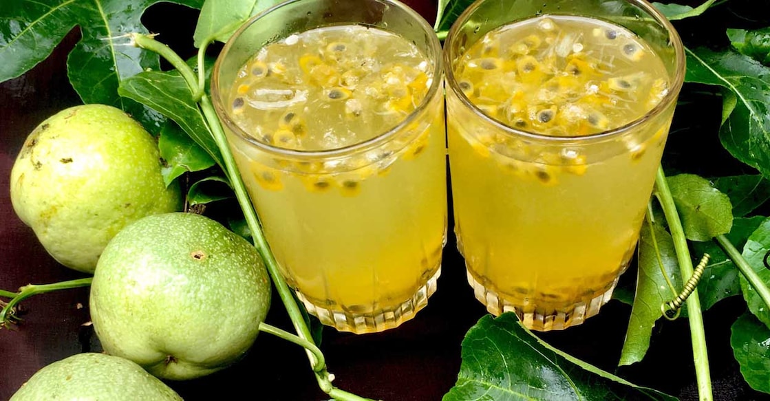 A blend of passion fruit and lemon juice