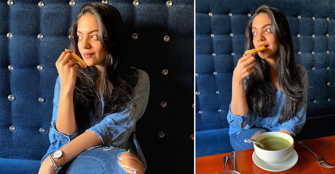 Healthy broccoli soup with garlic bread by Ahaana