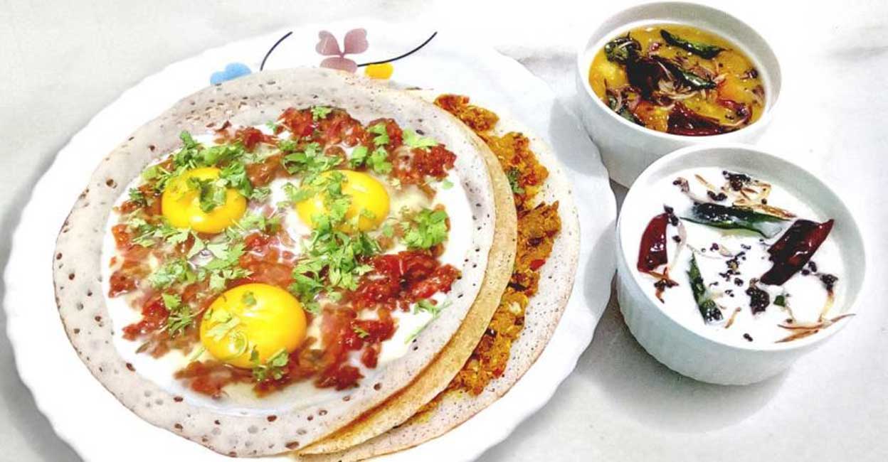 Crispy egg masala dosa
