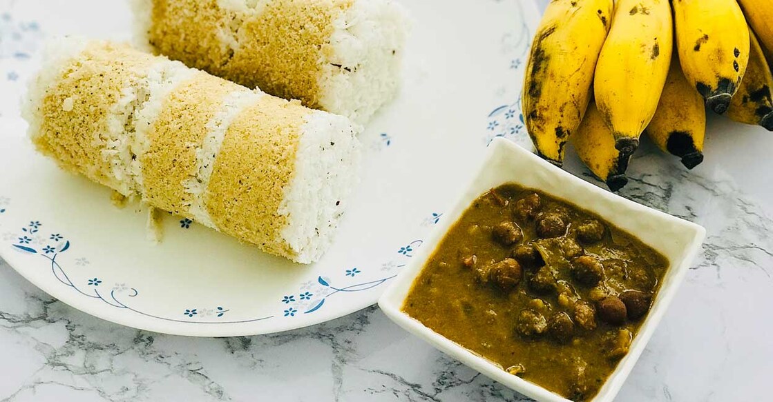 Classic wheat puttu and kadala curry