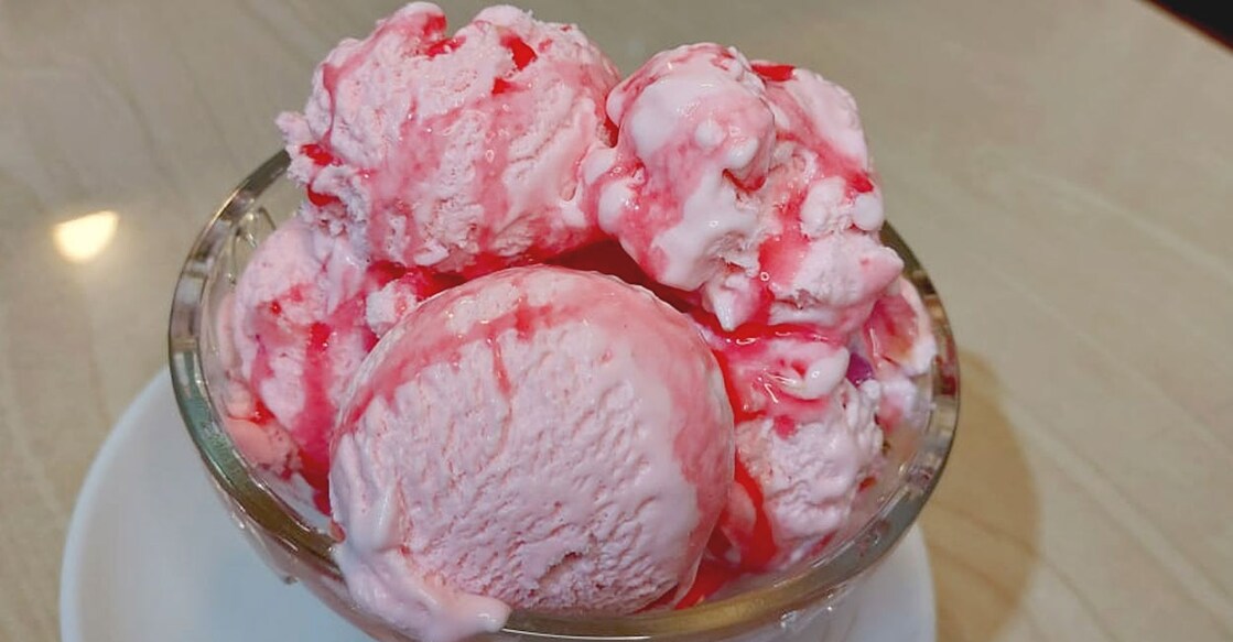 Pink rose ice cream. Photo: Asha Yohannan