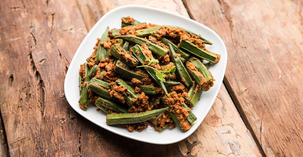 Vandeka Stuffed vendakka: Ladies finger with spicy, tangy onion filling ...