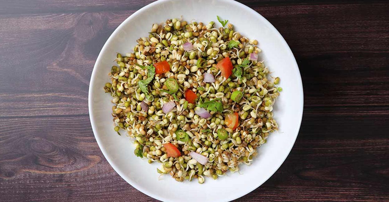 Sprouted Green Gram Salad A Healthy Crunchy Side Dish Full Of Flavour And Texture Recipe