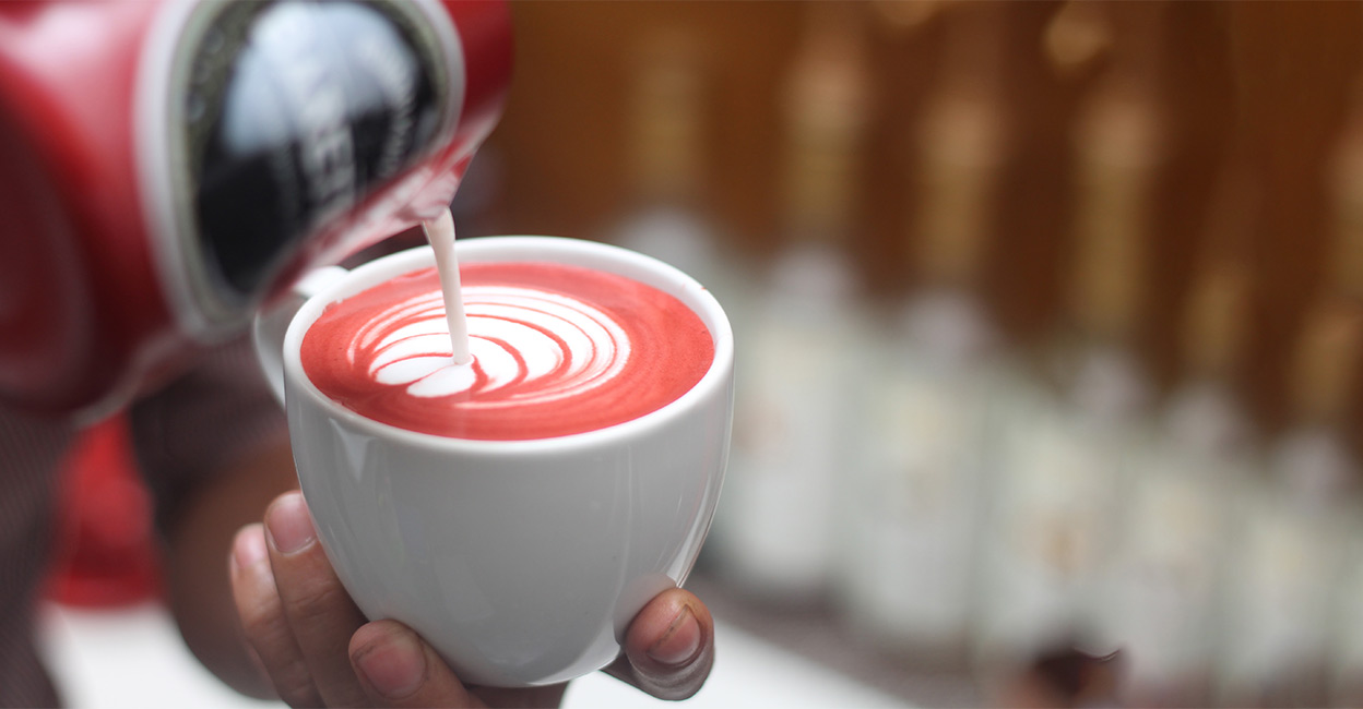 Red velvet latte art. Photo: Shutterstock/Mohamad Rifki Insani