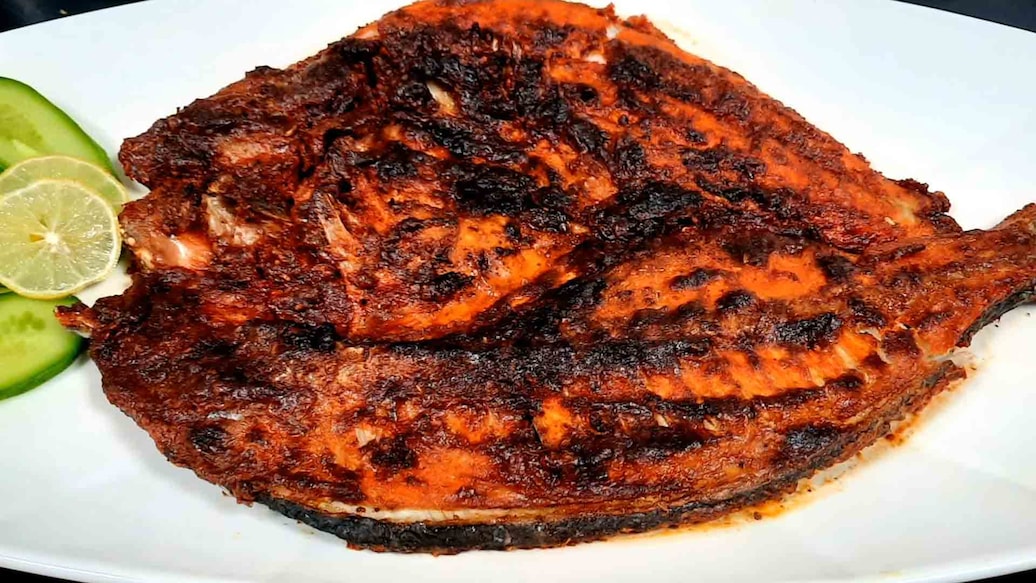 Sea bass grilled with an Arabic style masala mix. Photo: Sameena Faisal  
