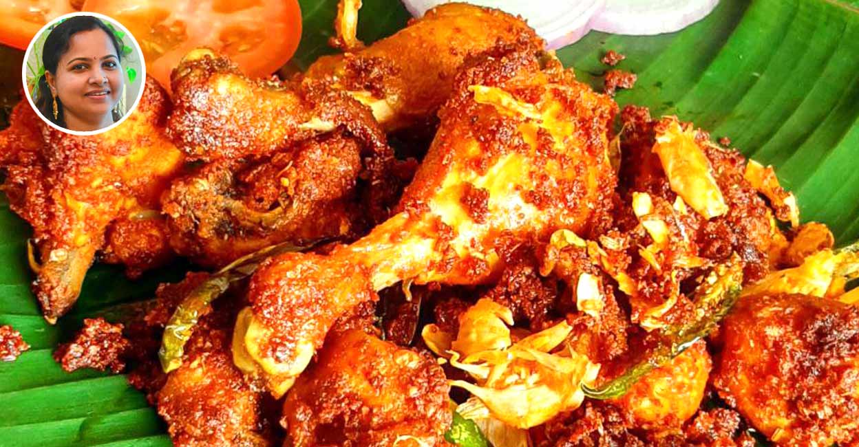 This chicken fry can be made using ingredients easily available at home. Inset: Jisha Bijith. Photo: Special Arrangement. 
