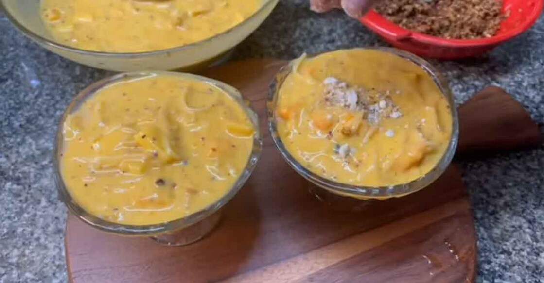 Here's the recipe of a tempting dessert that also has cashews, almonds, pistachios and vermicelli adding richness to the sweetness of mangoes. Photo: Ramya Nair