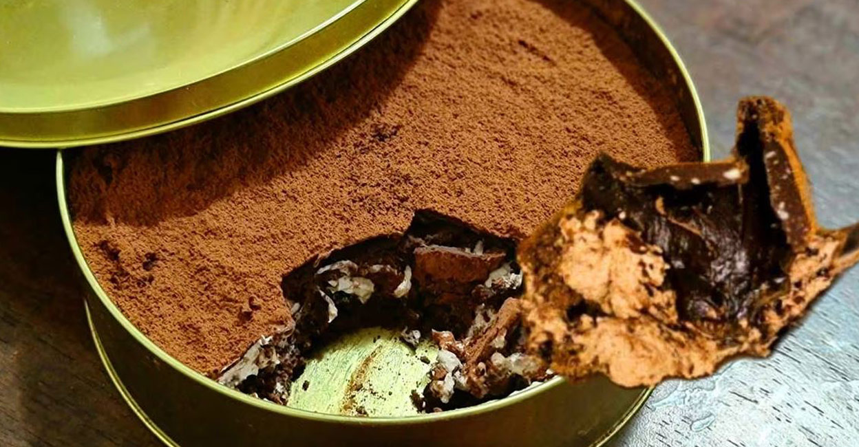 The cake boasts multiple textures and flavours. 