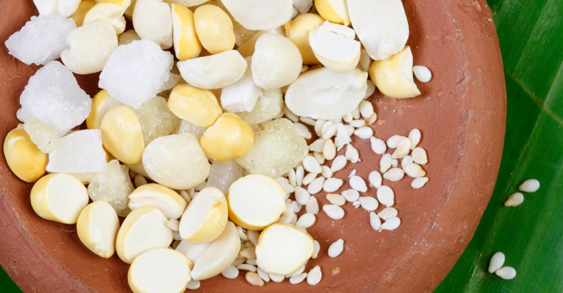 Just like many other winter festival preparations, sesame aka ‘ellu’ is an important ingredient in this snack too. Photo: Manu_Bahuguna