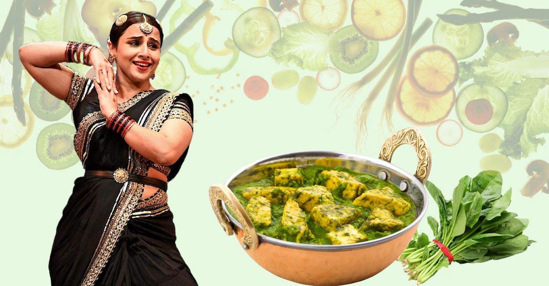 Bollywood star Vidya Balan shared that although nutrient-rich, palak (spinach) didn’t suit her body’s needs and actually exacerbated inflammation, a surprising discovery for many fans. Photo: PTI/Canva/Onmanorama
