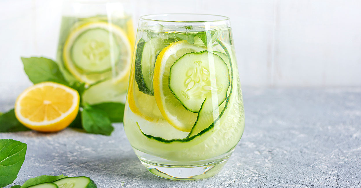 Cucumber infused detox water Cucumber infused detox water. Photo: iStock/Elena Vafina
