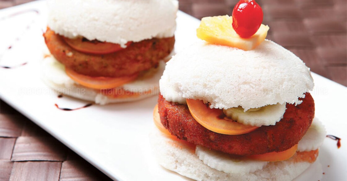 Try this unique idli burger Try this unique idli burger