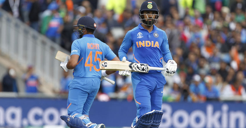 Manchester: India's KL Rahul and Rohit Sharma during the 22nd match of 2019 World Cup between India and Pakistan at Old Trafford in Manchester, England on June 16, 2019. (Photo: Surjeet Yadav/IANS)