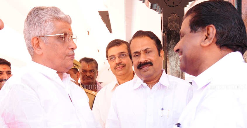Congress candidate for Konni assembly bypoll P Mohanraj, Attingal MP Adoor Pradesh and LDF candidate K U Janeesh Kumar. File photo Congress candidate for Konni assembly bypoll P Mohanraj, Attingal MP Adoor Pradesh and LDF candidate K U Janeesh Kumar. File photo