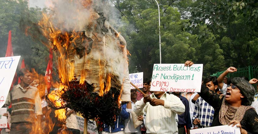 After 12 years, a red flag flutters over Nandigram with hammer, sickle and star After 12 years, a red flag flutters over Nandigram with hammer, sickle and star