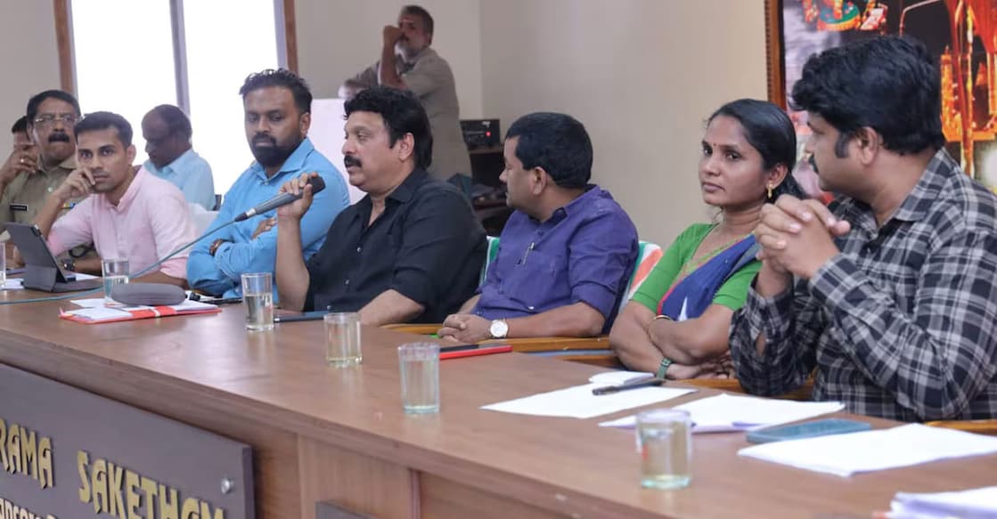  Minister K B Ganesh Kumar speaking at the review meeting. Photo: Manorama