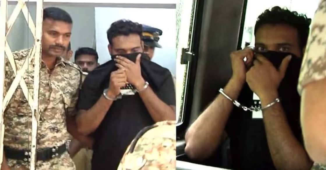 Sabith in police custody. Photo: Screengrab/ Manorama News