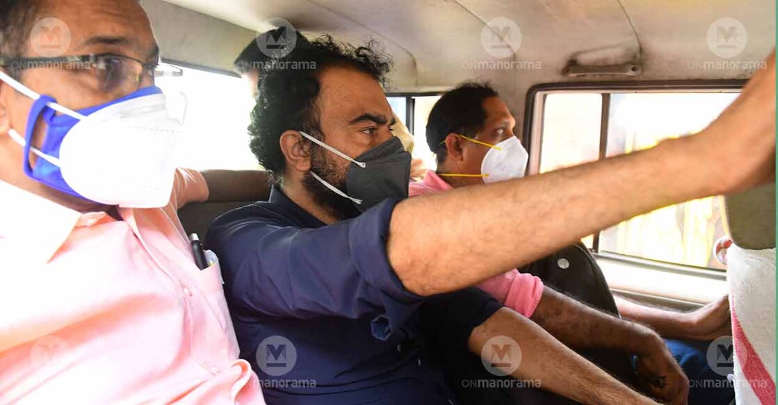 Monson Mavunkal en route to his house in Kaloor for evidence collection
