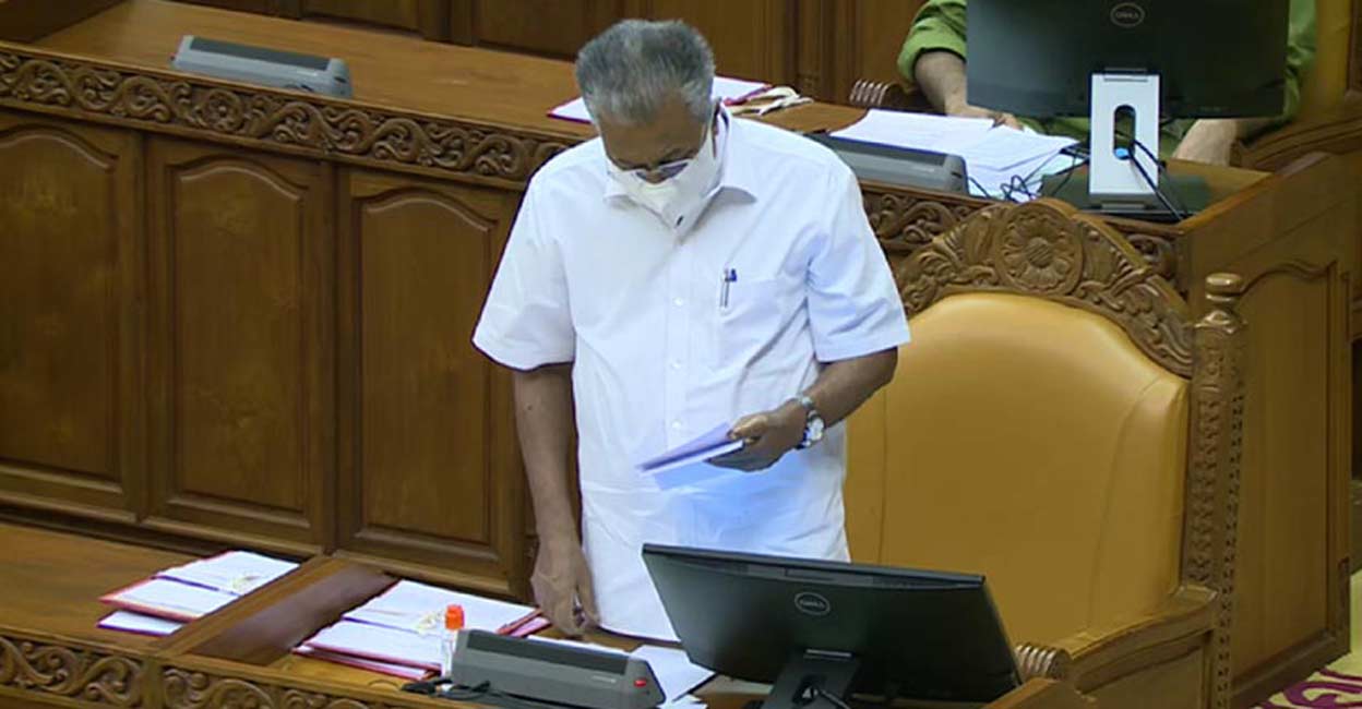 Kerala Chief Minister Pinarayi Vijayan during the Assembly session.