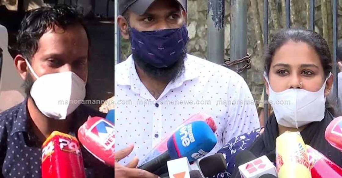 KSCCW General Secretary GS Shiju Khan, Anupama and her partner Ajith. Photo: Screengrab/MMTV