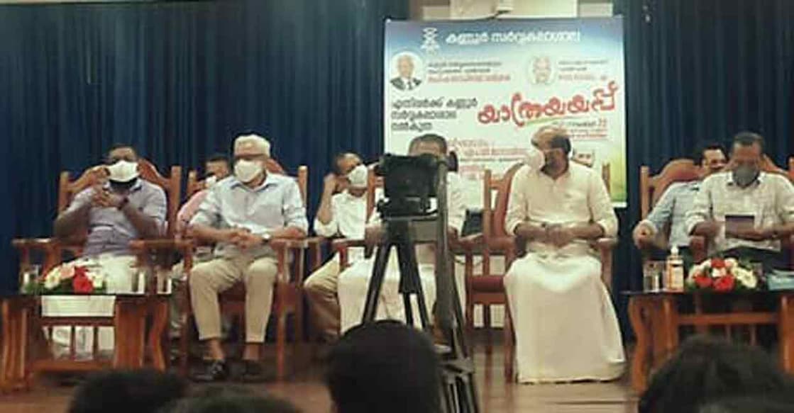 Prof Gopinath Ravindran (second from left) attends his farewell meeting on Monday. Courtesy: Facebook @Manikandan Kottayi