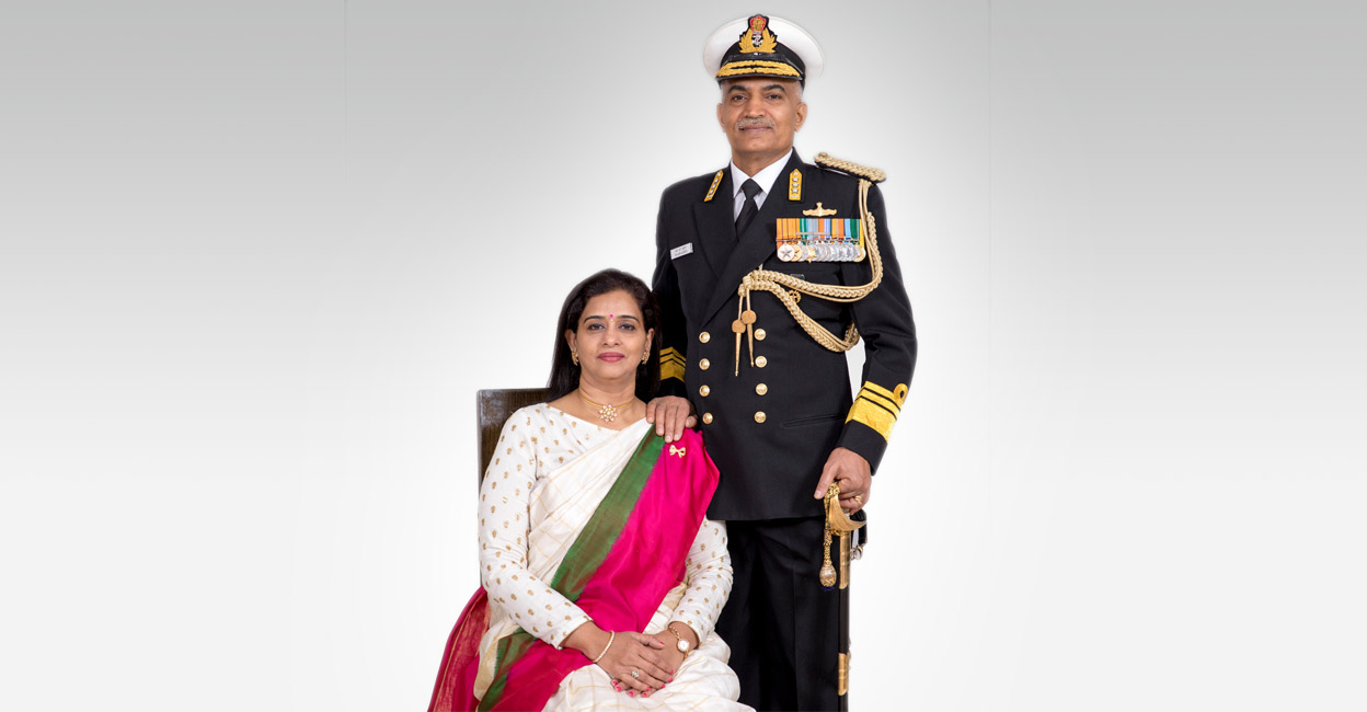 Vice Admiral R Harikumar with his wife Kala Nair. Photo: Manorama