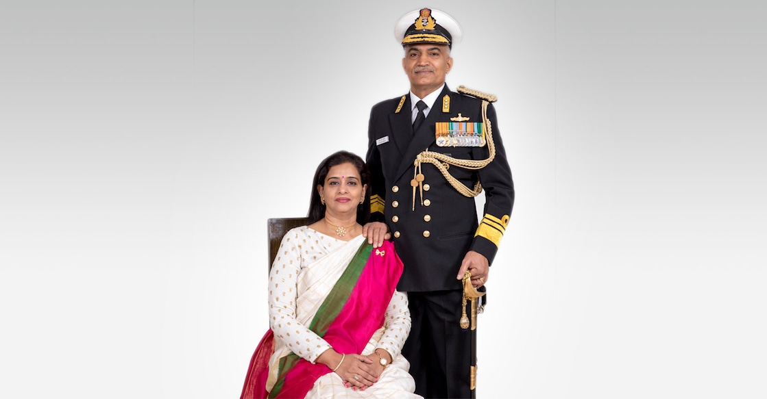 Vice Admiral R Harikumar with his wife Kala Nair. Photo: Manorama