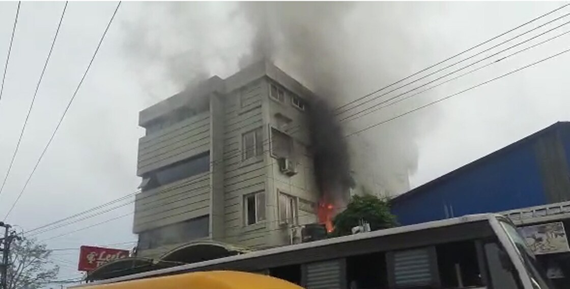 A massive fire broke out at a multi-storey building at Kunnumparam in Edappally early morning Tuesday.