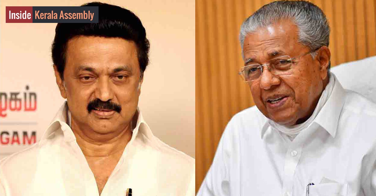 Tamil Nadu Chief Minister MK Stalin (left) and Kerala Chief Minister Pinarayi Vijayan