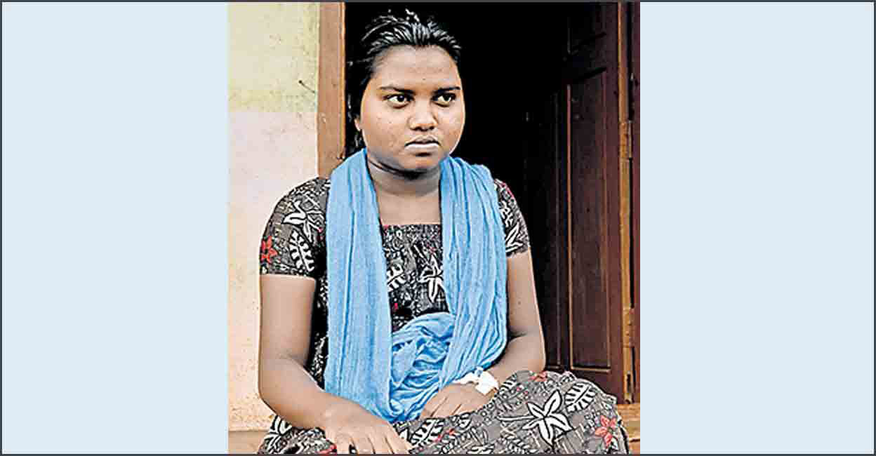 Geethu who lost her child at Mannarkad Taluk Hospital. Photo: Manorama