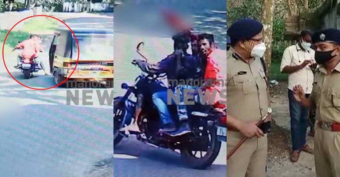 The gangsters left in bikes and auto after attacking Sudheesh at Pothencode in Thiruvananthapuram on Saturday. 