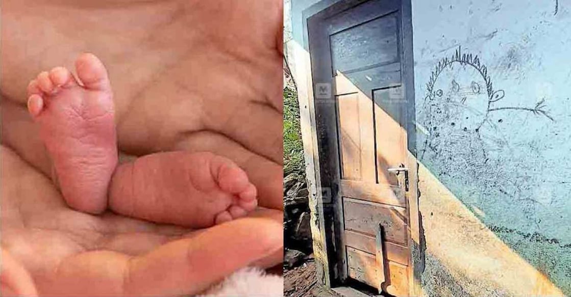 (1) Representative image, (2) A drawing one of the children on wall of the house the family was residing at near Kanjirappally.