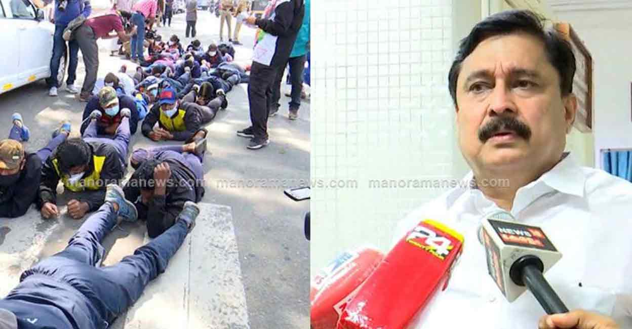 The protesting sportspersons met Sports Minister V Abdurahiman (right) in Thiruvananthapuram on Friday. 