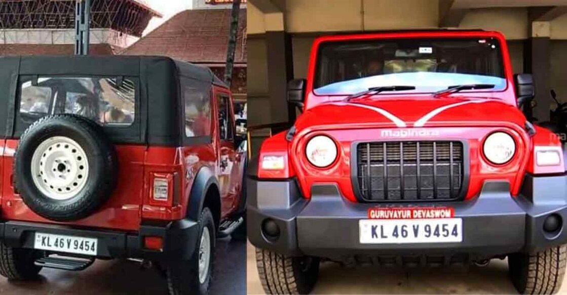 The Mahindra Thar that was auctioned at Guruvayur Temple on Saturday. 