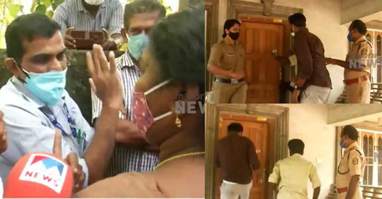 The officials and the police, after lot of persuasion, cooled down Jayakumar and averted what could have been a tragedy. Screengrab/MMTV