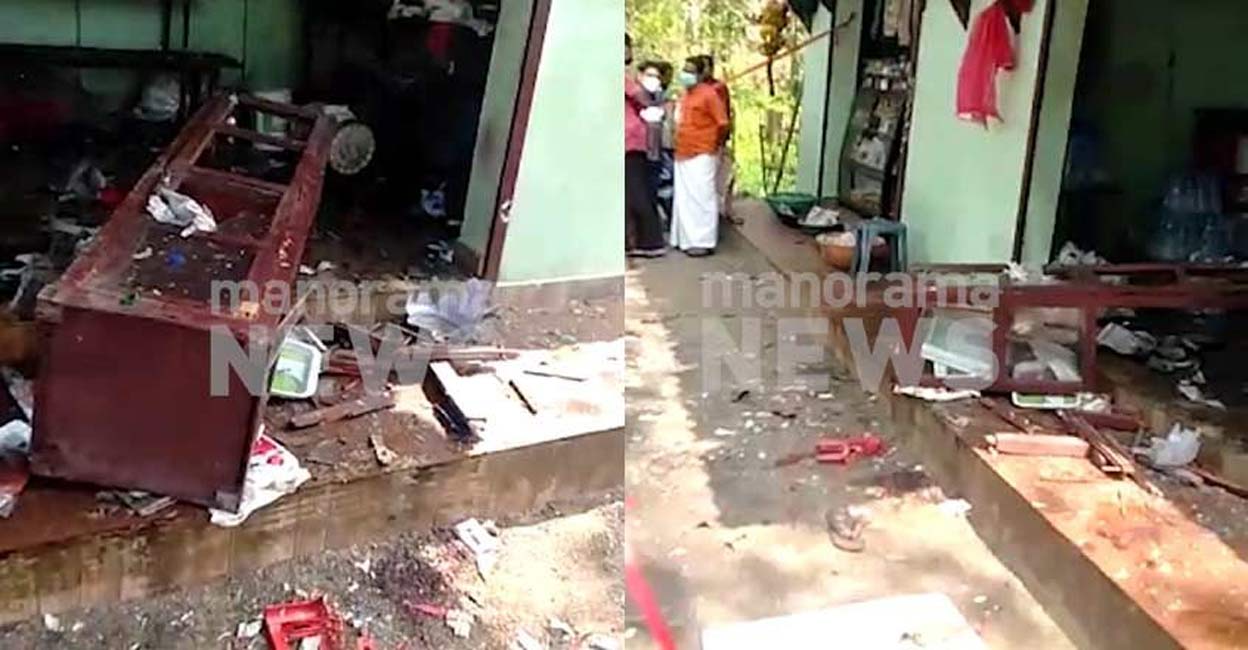 Village tea shop at Anicadu where the blast occured. Photo: Screengrab/Manorama
