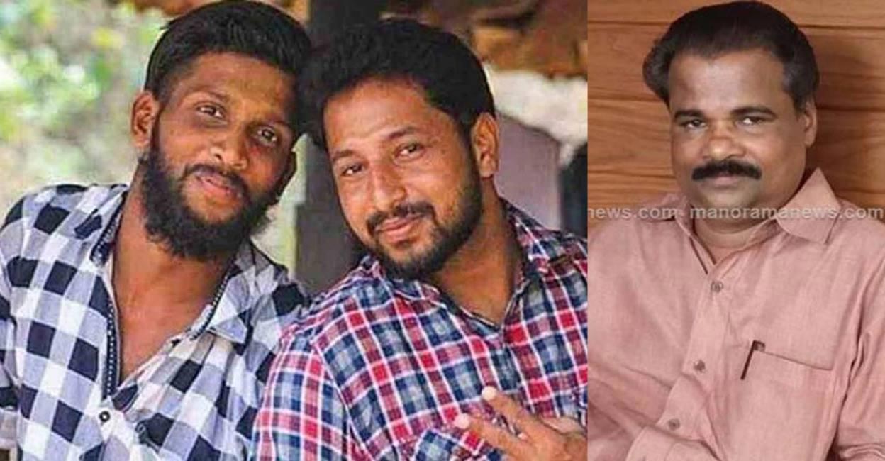 Youth Congress activists, Kripesh and Sharath Lal (left), former CPM MLA K V Kunhiraman (right). File Photo