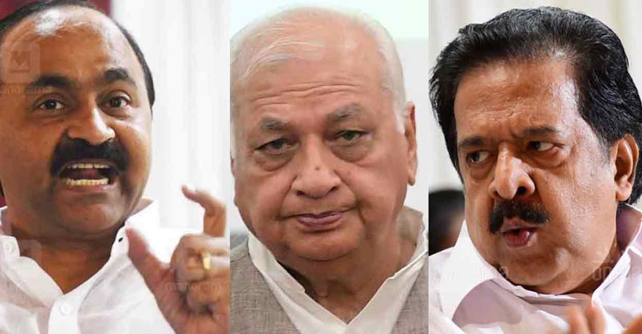 Kerala Governor Congress leaders VD Satheesan (left) and Ramesh Chennithala (right) have urged Kerala Governor Arif Mohammed Khan to return to the chancellor post.