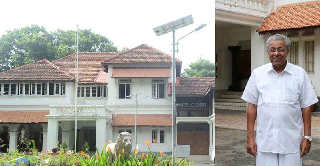Cliff House (left), the official residence of Chief Minister Pinarayi Vijayan (right). Screengrab/MMTV