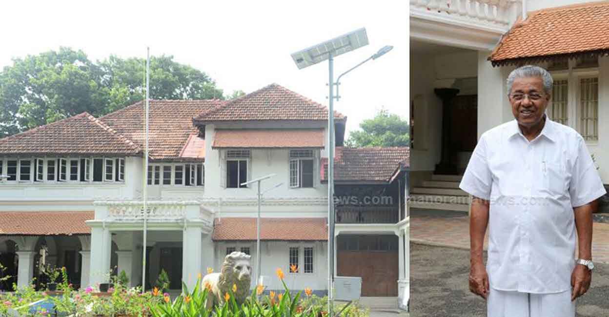 Cliff House (left), the official residence of Chief Minister Pinarayi Vijayan (right). Screengrab/MMTV