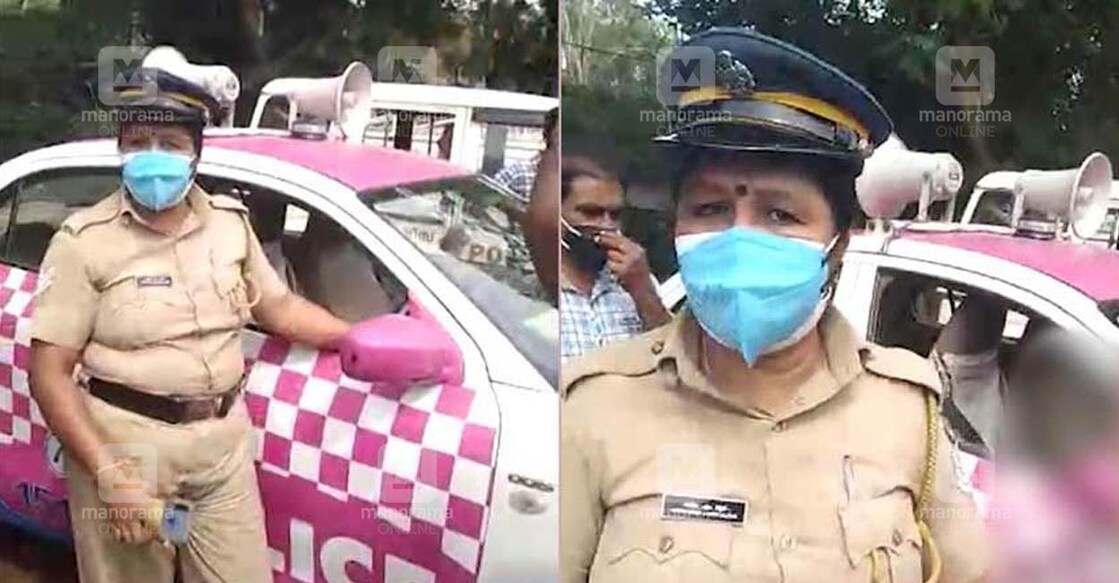 The Pink Police office who wrongly accused an 8-yar-old and her father of theft. Screengrab from a video of the incident that went viral.