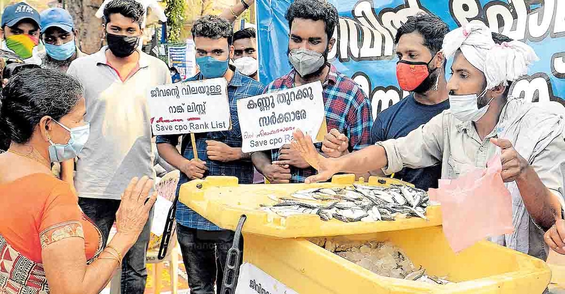 Agitating PSC rank-holders keep their spirits up with fish sales, somersaults, crawls... Agitating PSC rank-holders keep their spirits up with fish sales, somersaults, crawls...