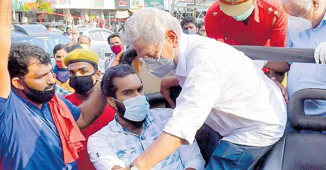 CPM general secretary Sitaram Yechury during his campaign in Kerala. Photo: Manorama