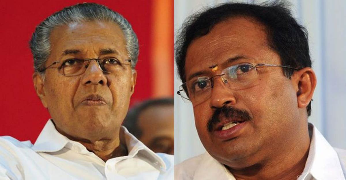 Chief Minister Pinarayi Vijayan (left) and Union Minister V Muraleedharan.