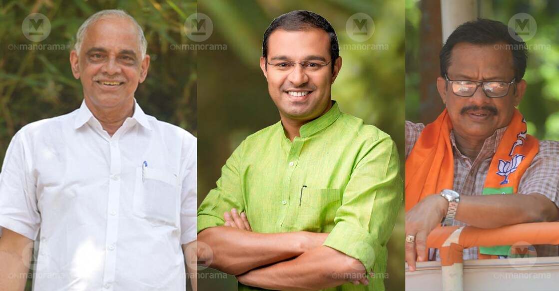 LDF candidate Jose Thettayil, UDF's Roji M John and NDA's KV Sabu