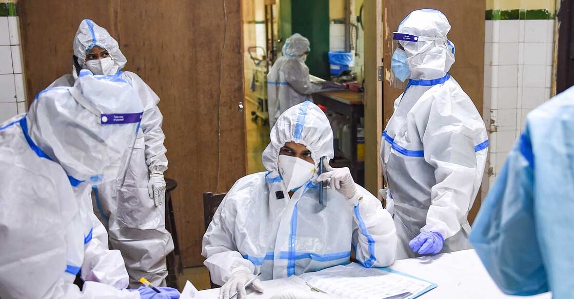 Resident doctors, wearing PPE kits, in the COVID-19 ward of the Nowrosjee Wadia Maternity Hospital, in Mumbai, Wednesday, May 5, 2021. PTI
