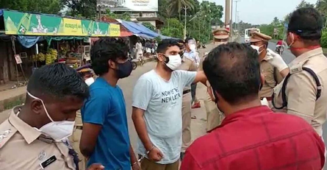 The accused in the Kodakara robbery being taken for collecting evidence as part of the investigation. File photo